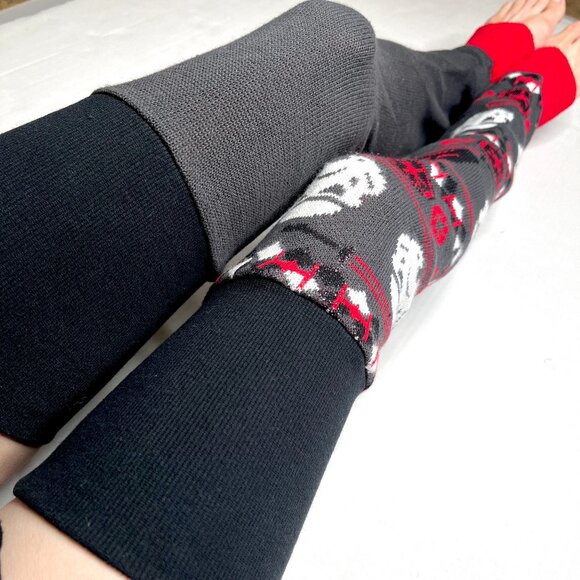 Cosplay Christmas Leg Warmers Thigh High Socks Knee Stockings Red Gray Black - Picture 1 of 8